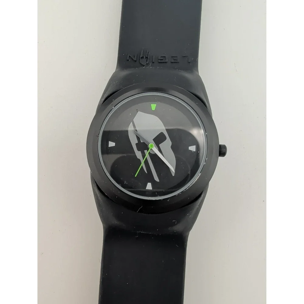 LEGION Men's Watch 42mm Case Black Slap Band- New Battery
